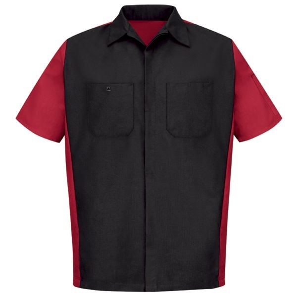 Workwear Outfitters Men's Short Sleeve Two-Tone Crew Shirt Black/Red, 3XL SY20BR-SS-3XL